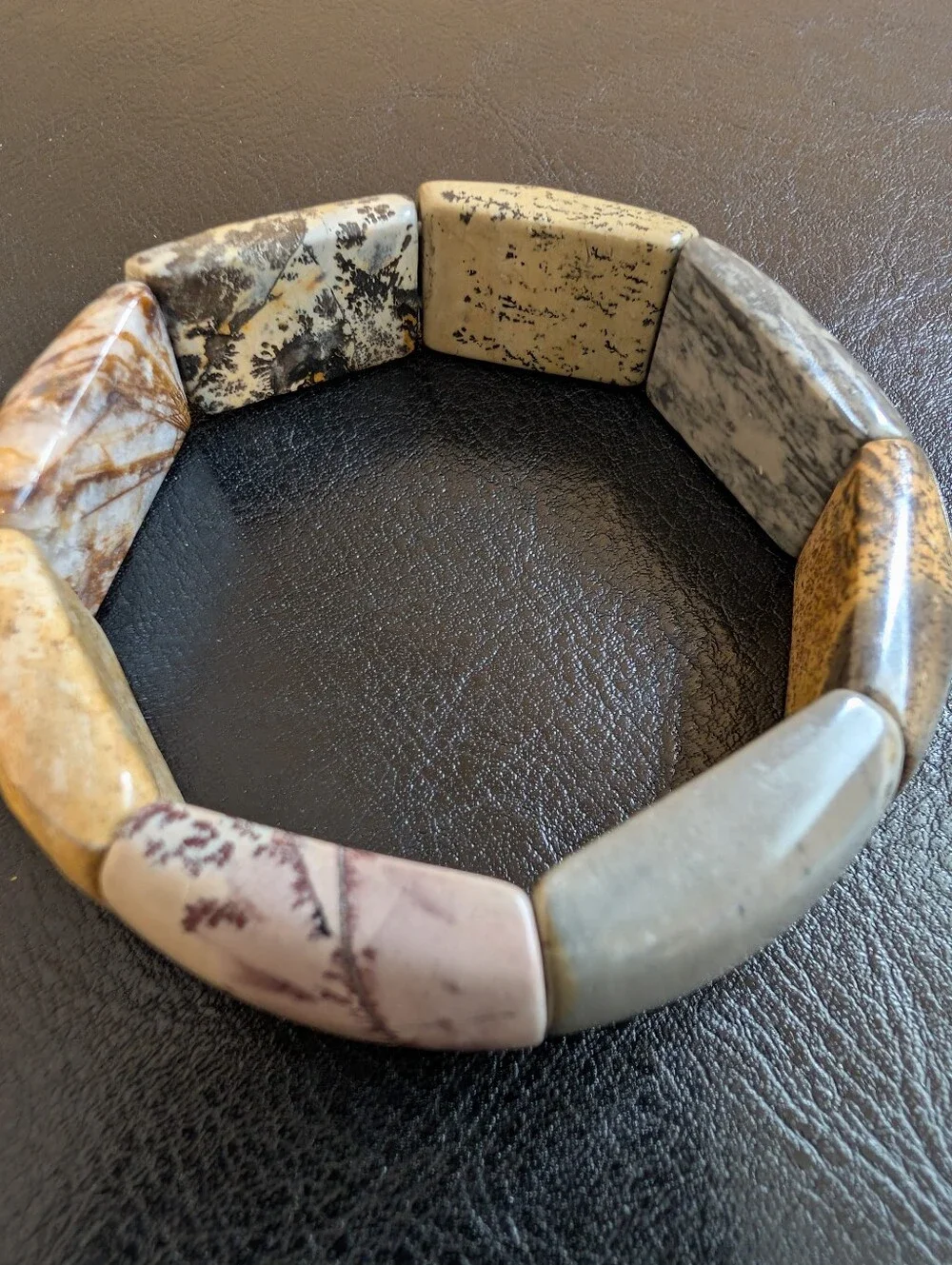 Natural Stone Multi-Tone Stretch Bracelet -